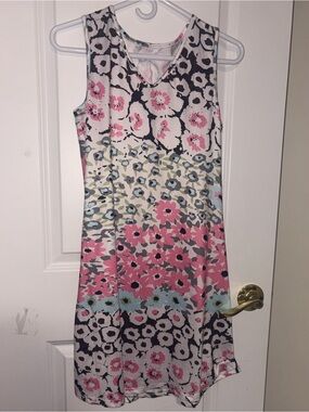 Sleeveless Floral Print Mini Dress in Pink and White